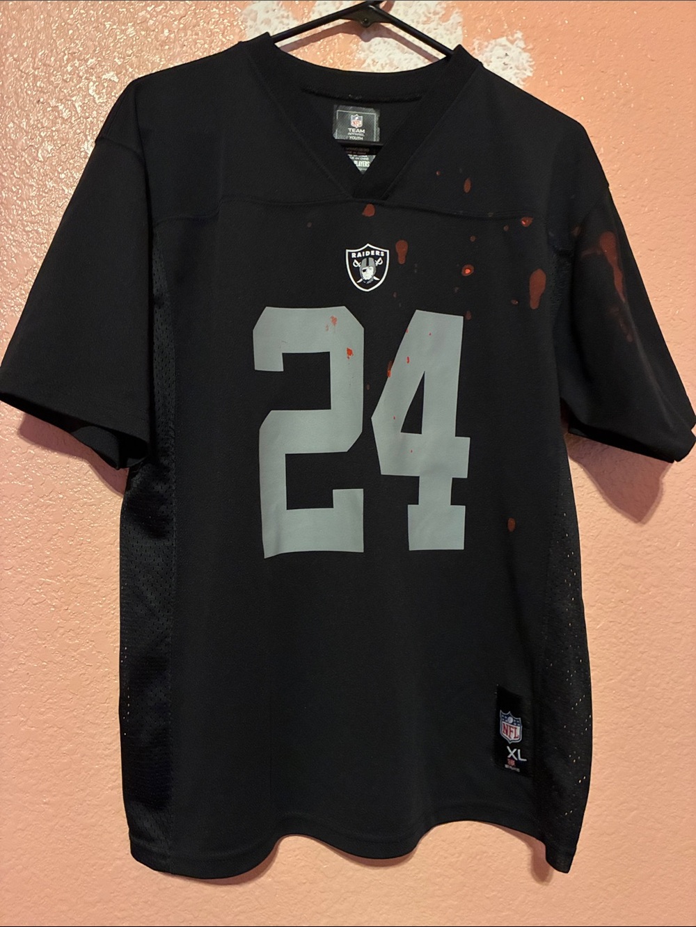 NFL Raiders Black Jersey #24 with Silver Numbers